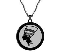 SYAVR Collier pendentif Néfertiti en acier inoxydable sculpté avec des bijoux pendentifs de reine égyptienne