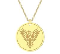 SYAVR Collier pendentif Phoenix en acier inoxydable Soleil Dieu oiseau bijoux