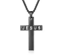 SYAVR Découpe laser JESUS Collier croix en acier inoxydable vent neutre Pendentif croix en acier titane
