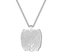 SYAVR Empreinte digitale en acier inoxydable Angel Wing Charm Pendentif Collier Accessoire