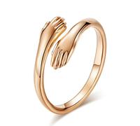 SYAVR étreinte romantique avec les deux mains, bague en acier titane, bague en or rose, s’embrasser, cadeau de la Saint-Valentin