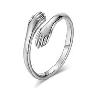 SYAVR étreinte romantique avec les deux mains, bague en acier titane, bague en or rose, s’embrasser, cadeau de la Saint-Valentin