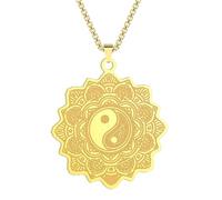 SYAVR Fleur de vie en acier inoxydable Mandala Tai Chi Collier Pendentif en acier inoxydable Cadeau Bijoux pour hommes et femmes