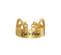 SYAVR Gravure Laser Bricolage Creux Lisse Patte de Chat Oreilles de Chat (Pain en Forme d’Oreille de Chat cuit à la Vapeur) Bague Femme créative Bijoux en Acier Inoxydable