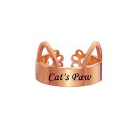 SYAVR Gravure Laser Bricolage Creux Lisse Patte de Chat Oreilles de Chat (Pain en Forme d’Oreille de Chat cuit à la Vapeur) Bague Femme créative Bijoux en Acier Inoxydable