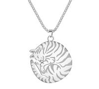 SYAVR Mignon animal de compagnie chat bouclé pendentif collier avec des rayures à la mode chat chaîne collier bijoux cadeau pour enfants