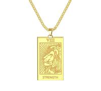 SYAVR Mode Puissance Lion Tarot Carte Pendentif Collier Femmes Hommes Gothique Acier Inoxydable Divination Bijoux