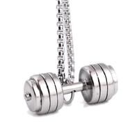 SYAVR Pendentif haltère de fitness en acier titane, pendentif haltère Fitness Expert, collier en acier inoxydable titane