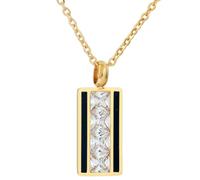 SYAVR Personnalisé Et Minimaliste Acier Titane Or 18 carats 22 mm Rectangulaire Double Face Goutte À Goutte D’huile Incrusté Zirconium Collier Clavicule Chaîne