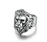 SYAVR Rétro dominateur tête de lion bague en acier titane, prairie roi lion mâle, bracelet homme, bague doigt