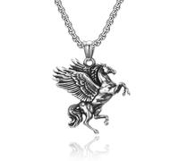 SYAVR Rétro Mythologie grecque Titane Acier Pégase Licorne Collier Double Aile Pégase Pendentifs Tendance Hommes et Femmes