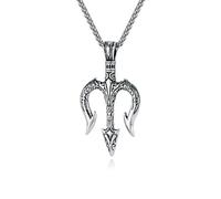 SYAVR Rétro nordique mythique Poséidon Trident Titane Acier Collier Accessoires Homme Pendentif