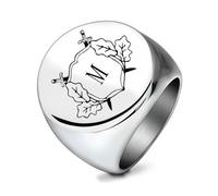 SYAVR Rock Retro Punk Band Double épée Feuille Lettre Titane Acier Bague Acier Inoxydable Bague Argent