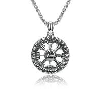 SYAVR Viking Rune Rune Rétro en acier inoxydable pendentif comme Niven lettre disque collier