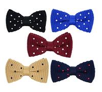 SYAYA Lot de 5 cravates pré-nouées réglables pour homme avec nœud papillon en tricot - - Taille Unique