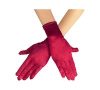 SYAYA WG-S-G1 Gant court en satin pour femme Longueur poignet Pour soirée danse et thé sur le thème des années 90, bordeaux, taille unique