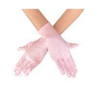 SYAYA WG-S-G1 Gant court en satin pour femme Longueur poignet Pour soirée danse et thé sur le thème des années 90, rose, taille unique