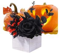 syayw Décor de Fleurs d'halloween - Arrangement Artificiel avec Vase en Bois | Pièce maîtresse pour Les décorations de Bureau, d'appartements, de Restaurants et de fête