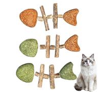 syayw Jouets À Mâchonner pour Chat | 3 Pièces Design Arête de Poisson Bâton Interactif pour la Santé | Jouet À Mâchonner pour Chaton Dentition | Idée Cadeau pour Anniversaire
