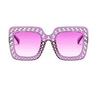 syayw Lunettes de Soleil avec Strass,Lunettes de Soleil Strass Bling - Lunettes de soleil anti-UV - Lunettes de soleil tendance pour femmes, lunettes de soleil surdimensionnées à monture carrée,