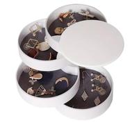 syayw Rotating Jewelry Box - 4 Layer Trinket Storage Display, Jewelry Tray Case With Lid For Women Girls, Organizer For Bedroom Bathroom Nightstand, Stackable Jewelryy Holder