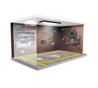 Syayw Vitrine De Voiture Jouet - Présentoir De Parking Pour Modèles De Collection | Lumières Et Scène De Garage Incluses