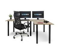 SyberDesk Gaming Pro - Bureau d’Angle 197 x 132 cm - côté Droit, chêne - Bureau Gaming & Ordinateur