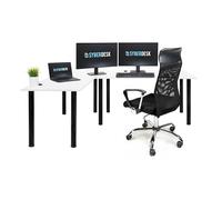 SyberDesk Gaming Pro - Bureau d’Angle 197 x 132 cm - côté Gauche, Blanc - Bureau Gaming & Ordinateur
