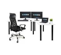 SyberDesk Gaming Pro - Bureau d’Angle 197 x 132 cm - Grand Bureau pour Gaming, Bureau ou Ordinateur (Blanc, Côté Droit)