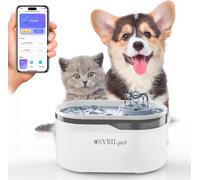 SYBILPET Fontaine Silencieuse Automatique Blanc Pour Chats Chiens, 2,8L