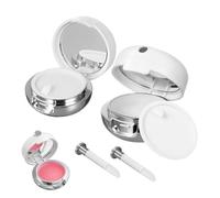 SYBL Lot de 2 pots vides en plastique blanc de 15 ml avec pinceau à lèvres et miroir, pot de voyage portable pour rouge à lèvres, applicateur de masque à lèvres, blanc, 2 x 1.4 inch, Tendance