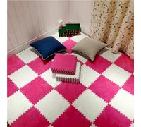 SYBNIKOLF Tapis, Tapis Moelleux, Lot de 60 Tapis de Sol en Mousse à emboîter, Motif Puzzle, for la Maison, 30,5 x 30,5 cm(White+Rose Red,0.23 inch)
