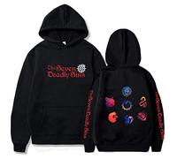 Sybnwnwm Anime Les Sept Péchés Capitaux Sweat à Capuche Manches Longues Streetwear Hip Hop Pour Hommes et Femmes, Noir , XS