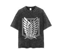 Sybnwnwm Attack AoT Titan Shirt Levi T-shirt vintage Wings of Freedom T-shirt impression 3D T-shirts Scout Regiment T-shirts Top Noir, A, 3XL