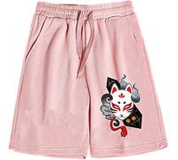 Sybnwnwm Kimetsu no Yaiba Short de sport avec cordon de serrage à la taille pour homme et garçon, rose, XXL