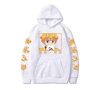Sybnwnwm Pull à capuche Kimetsu no Yaiba Agatsuma Zenitsu Anime, blanc, S