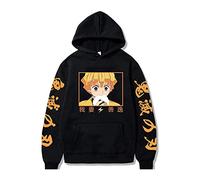 Sybnwnwm Pull à capuche Kimetsu no Yaiba Agatsuma Zenitsu Anime, Noir , L