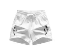 Sybnwnwm Short d'été décontracté à taille élastique, séchage rapide, imprimé flash, respirant, short de sport, jogging, A - Blanc, 3XL