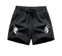 Sybnwnwm Short d'été décontracté à taille élastique, séchage rapide, imprimé flash, respirant, short de sport, jogging, c-noir, 3XL