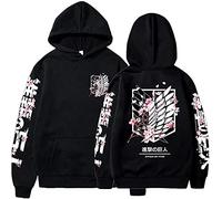 Sybnwnwm Sweat à capuche Attack on Titan Survey Corps Wings of Freedom imprimé AOT Anime manches longues pull unisexe noir