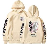 Sybnwnwm Sweat à capuche « Attack on Titan Survey Corps Wings of Freedom » - Unisexe, beige, L