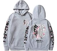 Sybnwnwm Sweat à capuche « Attack on Titan Survey Corps Wings of Freedom » - Unisexe, gris, M