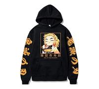Sybnwnwm Sweat à capuche Kimetsu no Yaiba Rengoku Kyoujurou Tanjirou Anime Pullover, Noir , L