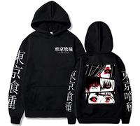 Sybnwnwm Tokyo Ghoul Sweat à capuche imprimé kaneki ken à manches longues pour homme et femme, Noir , S