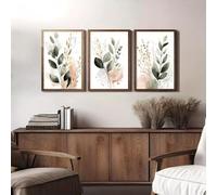 SYBRYTF Ensemble de 3 affiches sur toile abstraites de plantes de style bohème, style minimaliste moderne, pour la décoration murale du salon (40 x 60 cm x 3 / sans cadre)