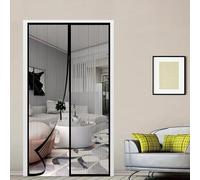 SYC Magnétique Moustiquaire Porte, Fermeture Automatique,Maille Ultra Fine Anti-Mouche Insectes, sans Perçage pour Balcon, Chambre, Cuisine-Black-a|| 100x220cm(39x86inch)