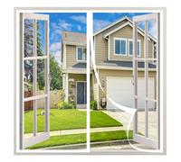 SYC Moustiquaire Fenêtre Magnétique,Respirant Auto-Adhésif Anti Moustique Fenetre,Fermeture Automatique,sans Perçage,pour Fenêtre Portes- White-b|| 85x140cm(33x55inch)