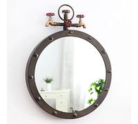 SYCARPET Miroir Rond de Fer Industriel rétro avec Robinet, décoration Murale Vintage Miroir Mural créatif américain pour Salle de Bain Salon Salle à Manger 19.7 '' x 25,6 ''