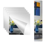 SYCEES Miroir Mural Autocollant Carré 30x30 cm, 5 Pcs | Acrylique Épais 2mm, Incassables & Sécurité, Décoration Murale Moderne, Pour Salle de Bain, Chambre, Gym, Maquillage