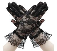 SycloPak Gants En Dentelle Noire Florale Pour Femmes, Court Opéra De Soirée, Élégante Danse De Mariage, Short Lace Gloves